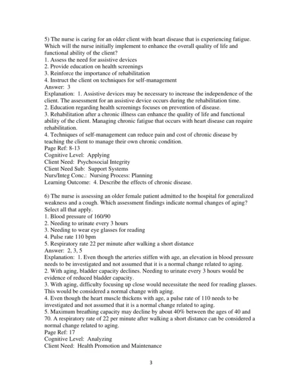 Test Bank For Gerontological Nursing 4th Edition Patricia A. Tabloski 3 Test Bank For Gerontological Nursing 4th Edition Patricia A. Tabloski