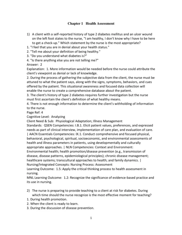 Test Bank For Health & Physical Assessment In Nursing 4th Edition Cynthia Fenske