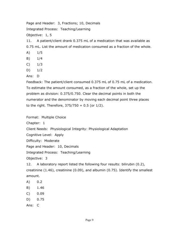 Test Bank For Henke's Med Math Dosage Calculation Preparation & Administration Ninth Edition Susan Buchholz