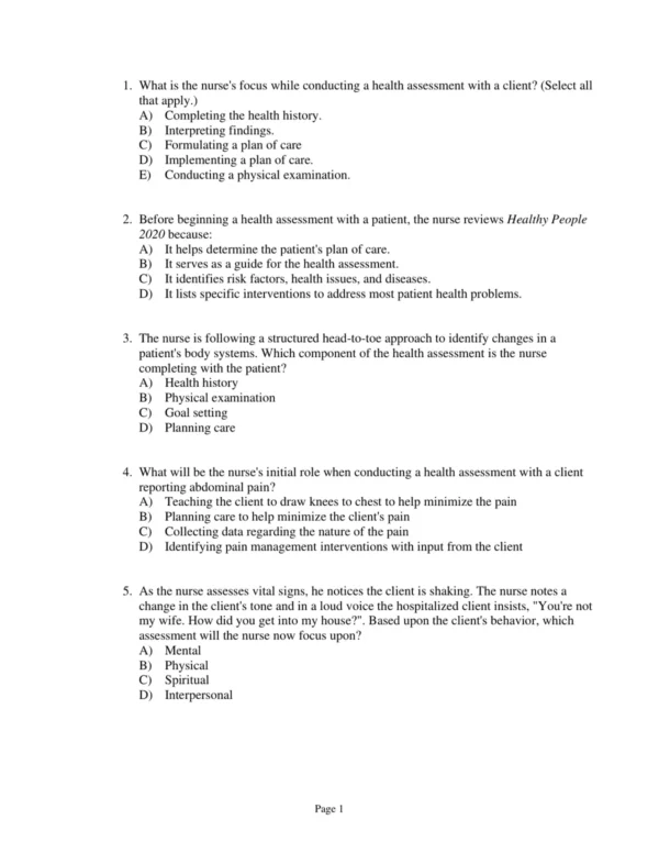 Test Bank For Hogan Quigley Palm And Bickley Bates' Nursing Guide To Physical Examination And History Taking Second Edition