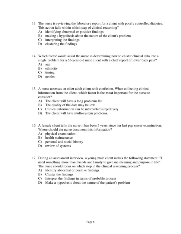 Test Bank For Hogan Quigley Palm And Bickley Bates' Nursing Guide To Physical Examination And History Taking Second Edition