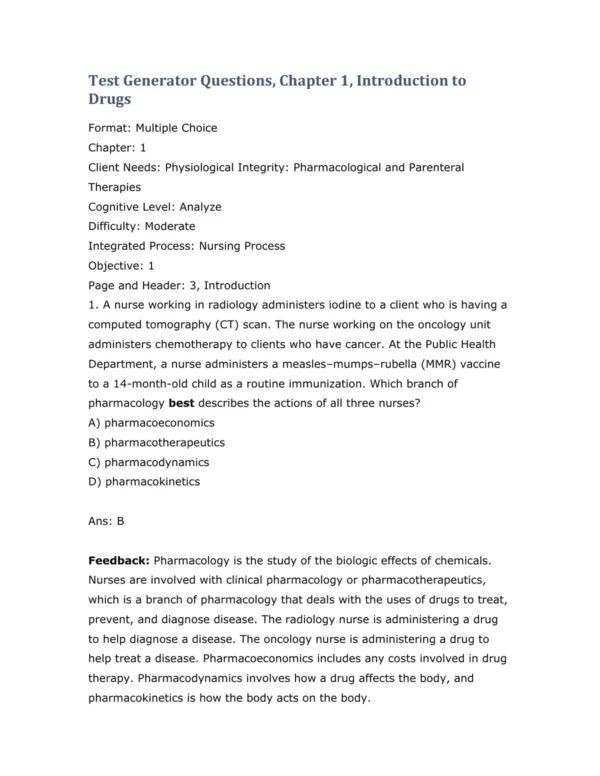 Test Bank For Karch's Focus On Nursing Pharmacology Ninth Edition Rebecca Tucker 1 Test Bank For Karch's Focus On Nursing Pharmacology Ninth Edition Rebecca Tucker