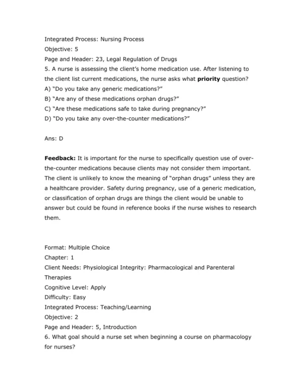 Test Bank For Karch's Focus On Nursing Pharmacology Ninth Edition Rebecca Tucker 5 Test Bank For Karch's Focus On Nursing Pharmacology Ninth Edition Rebecca Tucker