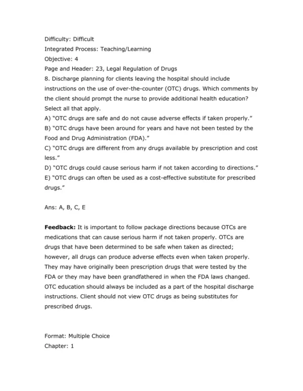 Test Bank For Karch's Focus On Nursing Pharmacology Ninth Edition Rebecca Tucker 8 Test Bank For Karch's Focus On Nursing Pharmacology Ninth Edition Rebecca Tucker