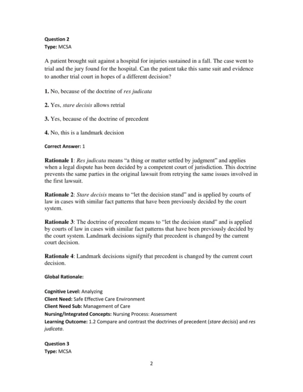 Test Bank For Legal & Ethical Issues In Nursing 6th Edition Ginny Wacker Guido