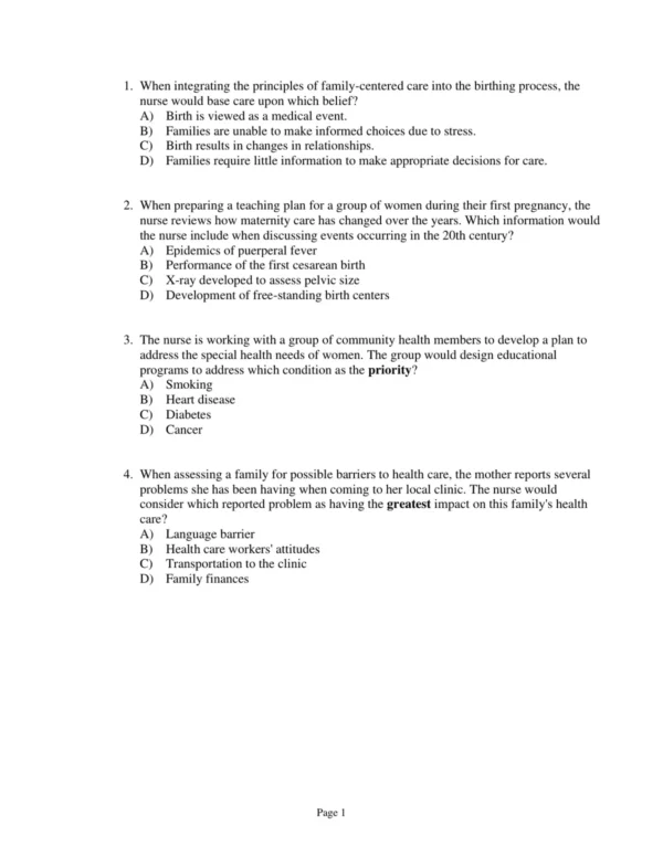 Test Bank For Maternity And Pediatric Nursing 3rd Edition By Susan Ricci