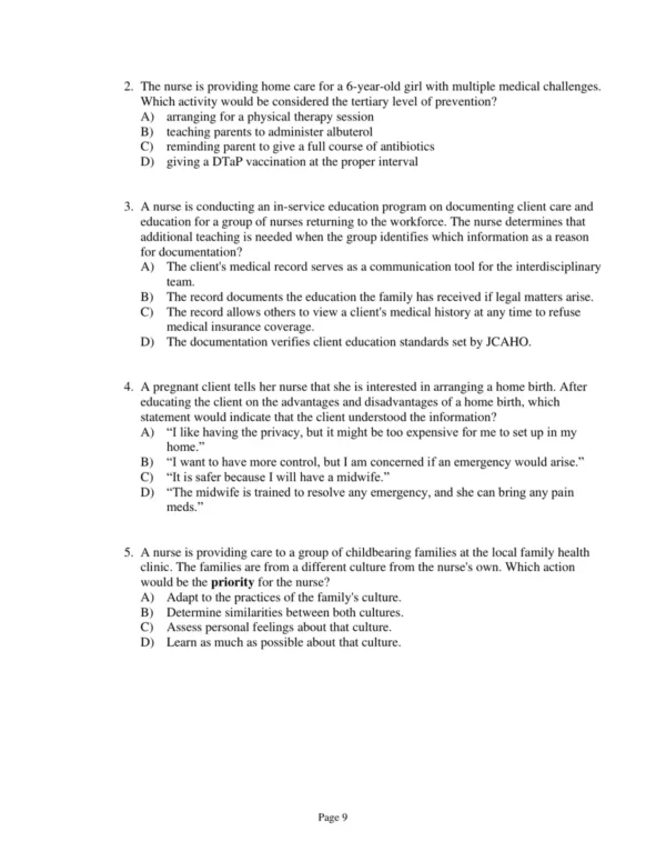 Test Bank For Maternity And Pediatric Nursing 3rd Edition By Susan Ricci