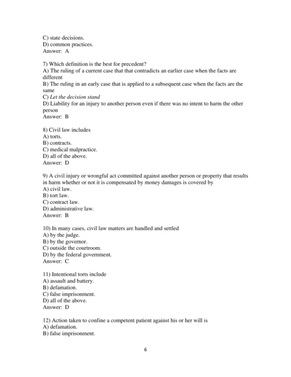 Test Bank For Medical Law And Ethics 6th Edition Bonnie F. Fremgen