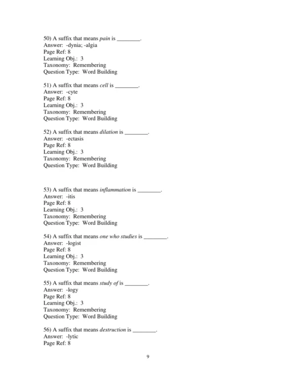 Test Bank For Medical Terminology A Living Language 8th Edition Bonnie F. Fremgen