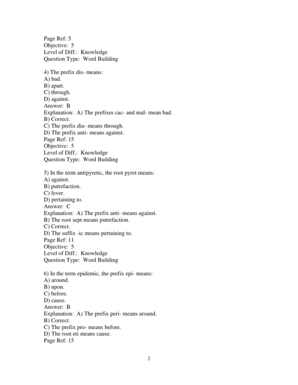 Test Bank For Medical Terminology For Healthcare Professionals 10th Edition Jane Rice