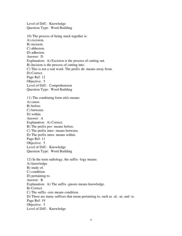 Test Bank For Medical Terminology For Healthcare Professionals 10th Edition Jane Rice