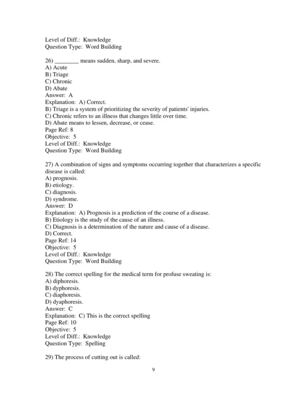 Test Bank For Medical Terminology For Healthcare Professionals 9th Edition Jane Rice