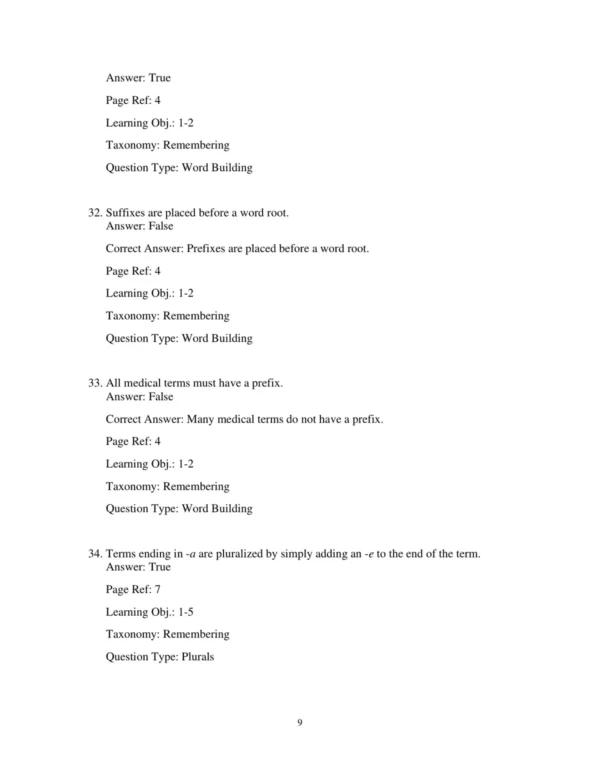 Test Bank For Medical Terminology Get Connected! 2nd Edition Suzanne S Frucht