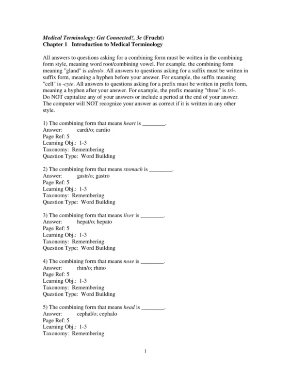Test Bank For Medical Terminology Get Connected! 3rd Edition Suzanne S Frucht