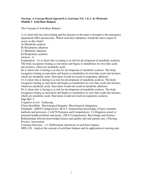 Test Bank For Nursing A Concept Based Approach To Learning Volume 2 4th Edition