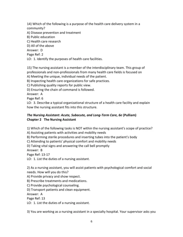Test Bank For Nursing Assistant The 6th Edition Jolynn Pulliam