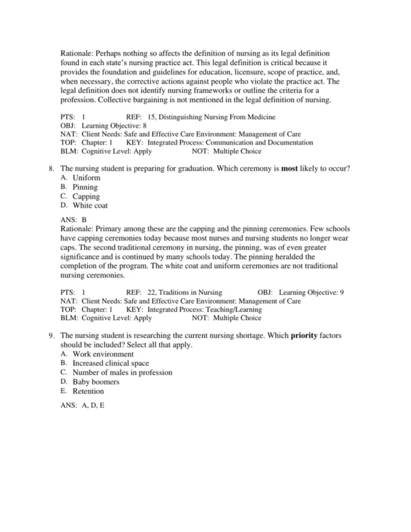 Test Bank For Nursing In Today's World Trends Issues And Management 12th Edition Amy Stegen Buckway