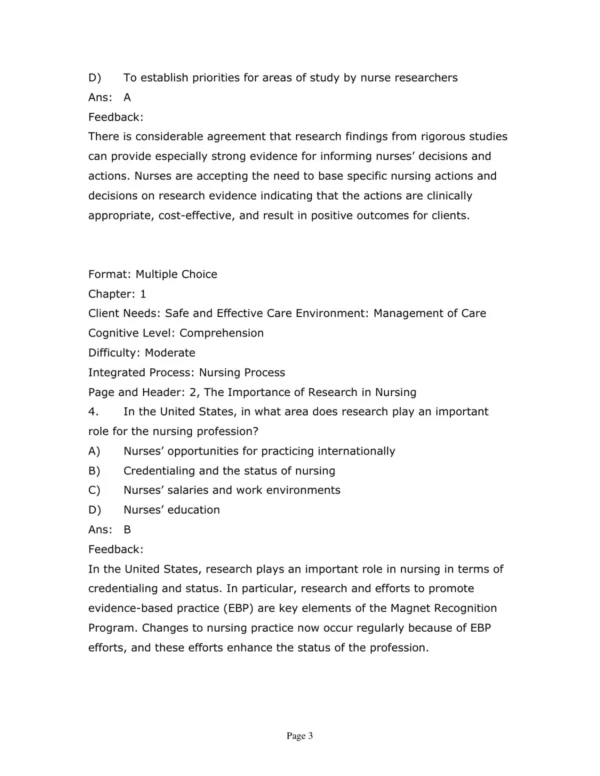 Test Bank For Nursing Research Generating And Assessing Evidence For Nursing Practice Eleventh Edition Denise F. Polit