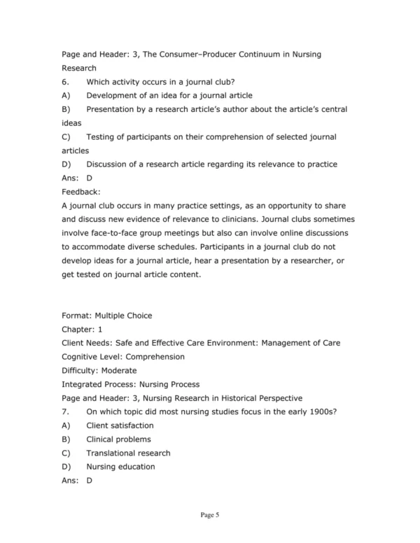 Test Bank For Nursing Research Generating And Assessing Evidence For Nursing Practice Eleventh Edition Denise F. Polit