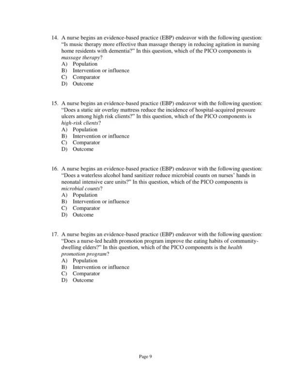 Test Bank For Nursing Research Generating And Assessing Evidence For Nursing Practice Tenth Edition Denise F. Polit