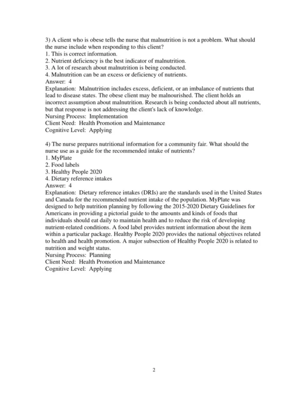 Test Bank For Nutrition And Diet Therapy For Nurses 2nd Edition Sheila Tucker