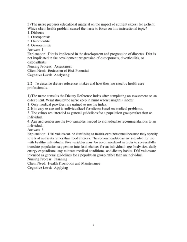 Test Bank For Nutrition And Diet Therapy For Nurses 2nd Edition Sheila Tucker