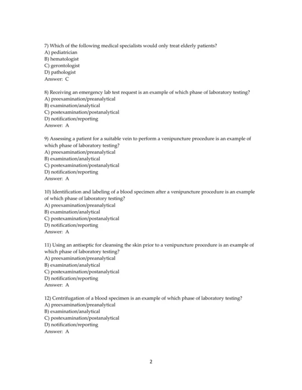 Test Bank For Phlebotomy Handbook Blood Specimen Collection From Basic To Advanced 10th Edition Diana Garza