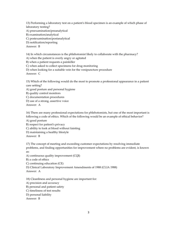 Test Bank For Phlebotomy Handbook Blood Specimen Collection From Basic To Advanced 10th Edition Diana Garza