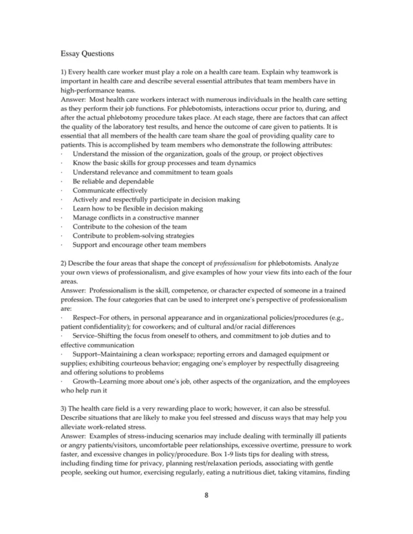 Test Bank For Phlebotomy Handbook Blood Specimen Collection From Basic To Advanced 10th Edition Diana Garza