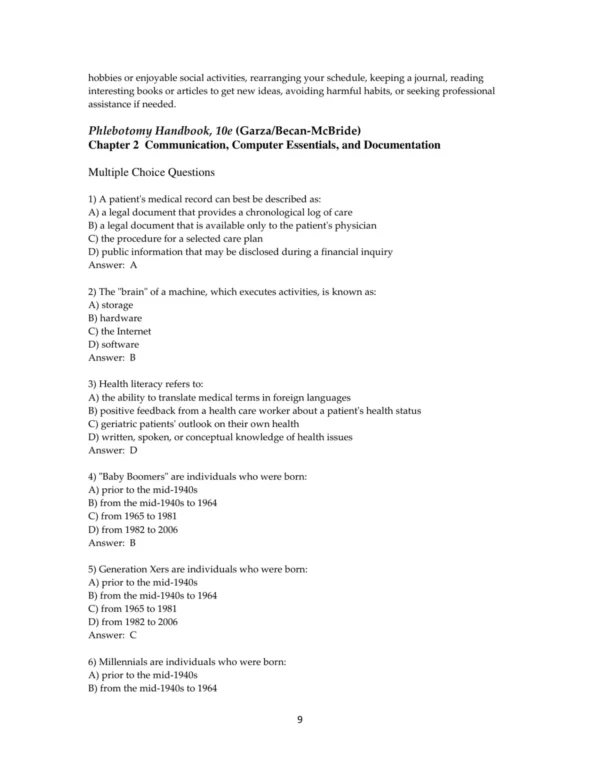 Test Bank For Phlebotomy Handbook Blood Specimen Collection From Basic To Advanced 10th Edition Diana Garza