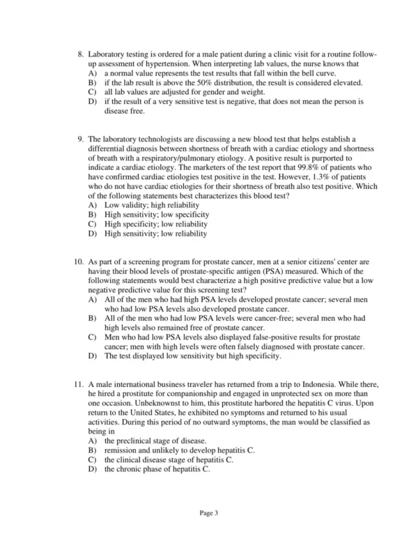 Test Bank For Porth's Pathophysiology Concepts Of Altered Health States Ninth Edition Sheila Grossman