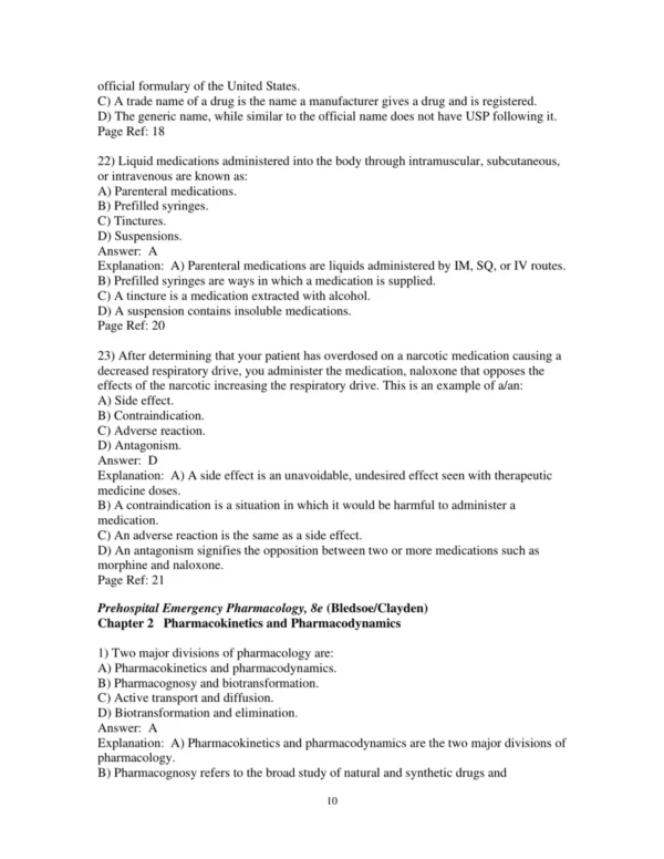 Test Bank For Prehospital Emergency Pharmacology 8th Edition Bryan E. Bledsoe 10 Test Bank For Prehospital Emergency Pharmacology 8th Edition Bryan E. Bledsoe
