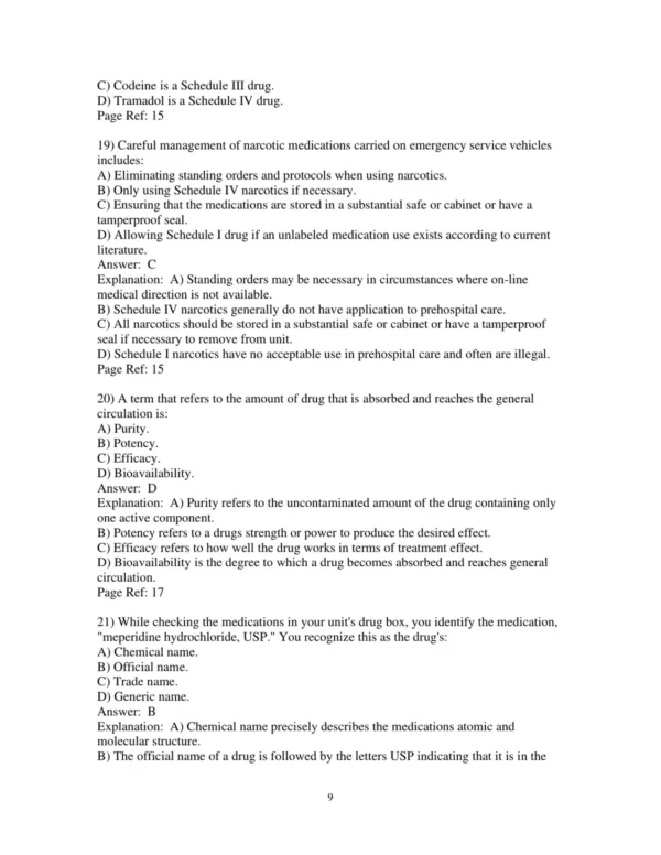 Test Bank For Prehospital Emergency Pharmacology 8th Edition Bryan E. Bledsoe 9 Test Bank For Prehospital Emergency Pharmacology 8th Edition Bryan E. Bledsoe