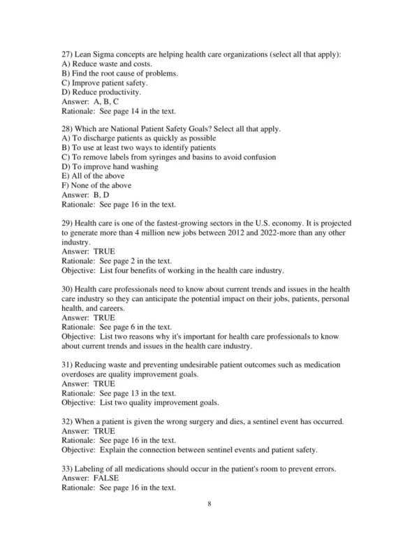 Test Bank For Professionalism In Health Care A Primer For Career Success 5th Edition Sherry Makely