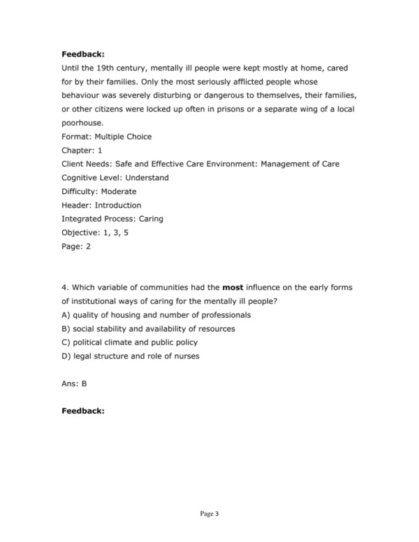 Test Bank For Psychiatric And Mental Health Nursing Editiondiane Kunyk 3 Test Bank For Psychiatric And Mental Health Nursing For Canadian Practice Fifth Editiondiane Kunyk
