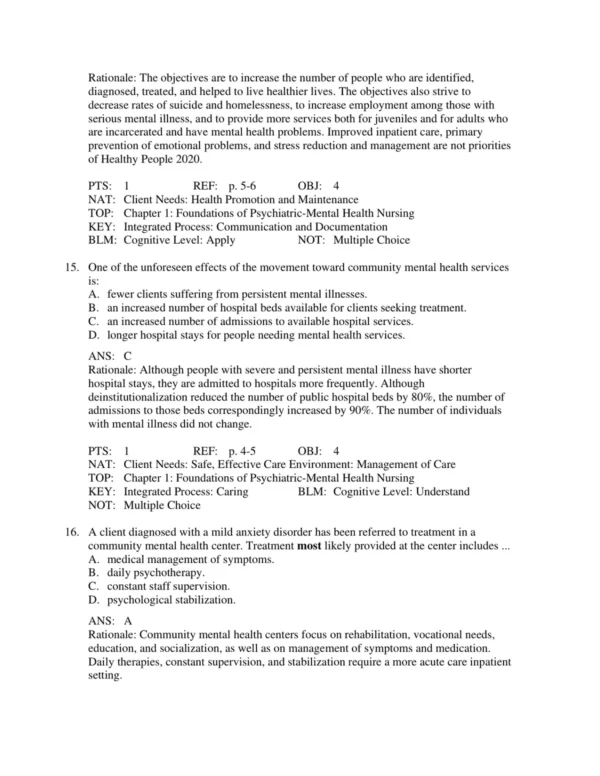 Test Bank For Psychiatric Mental Health Nursing 8th Edition By Sheila L. Videbeck