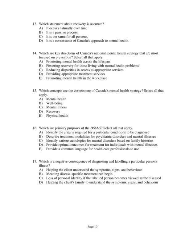 Test Bank For Psychiatric & Mental Health Nursing For Canadian Practice 3rd Edition Wendy Austin Mary Ann Boyd