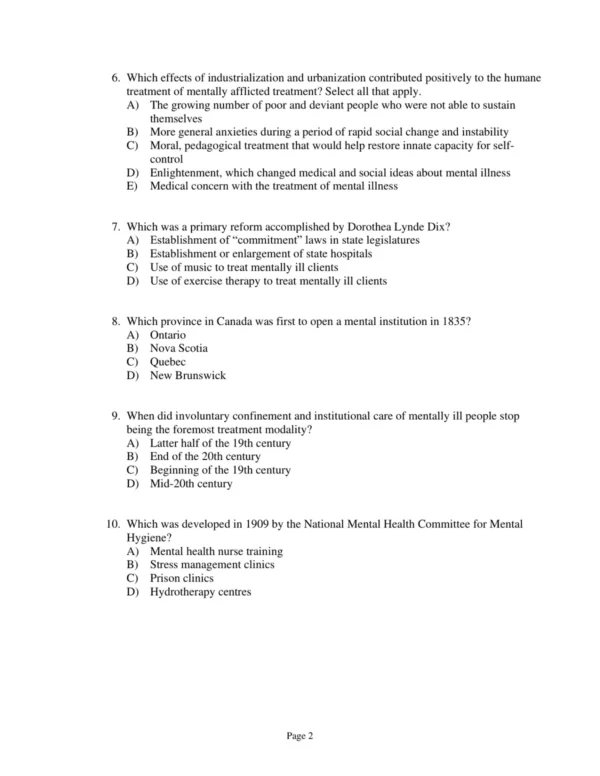 Test Bank For Psychiatric & Mental Health Nursing For Canadian Practice 3rd Edition Wendy Austin Mary Ann Boyd