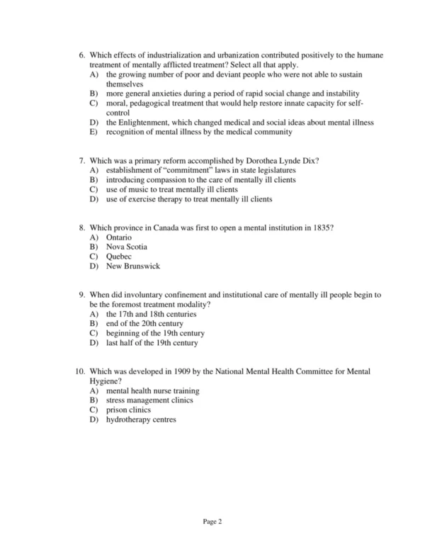 Test Bank For Psychiatric & Mental Health Nursing For Canadian Practice Fourth Edition Wendy Austin