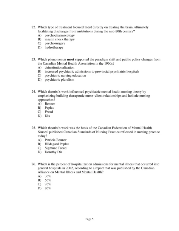 Test Bank For Psychiatric & Mental Health Nursing For Canadian Practice Fourth Edition Wendy Austin