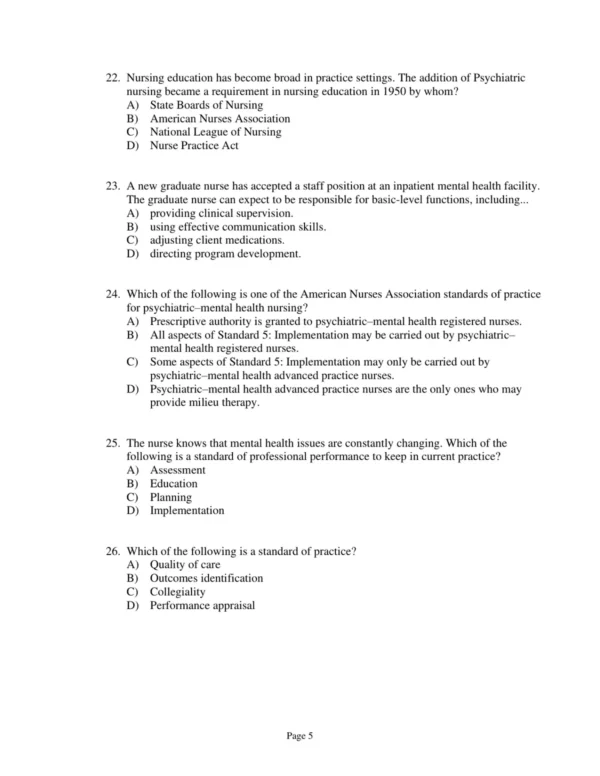 Test Bank For Psychiatric Mental Health Nursing 7th By Sheila L. Videbeck