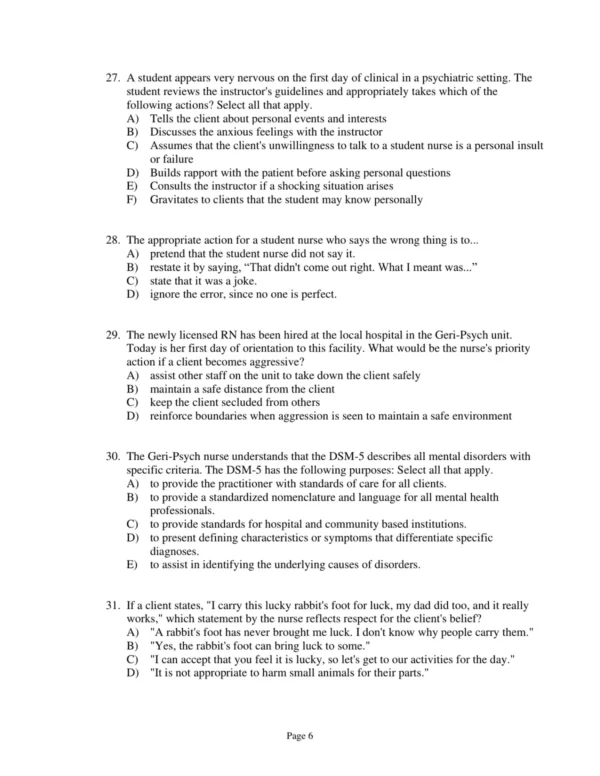 Test Bank For Psychiatric Mental Health Nursing 7th By Sheila L. Videbeck