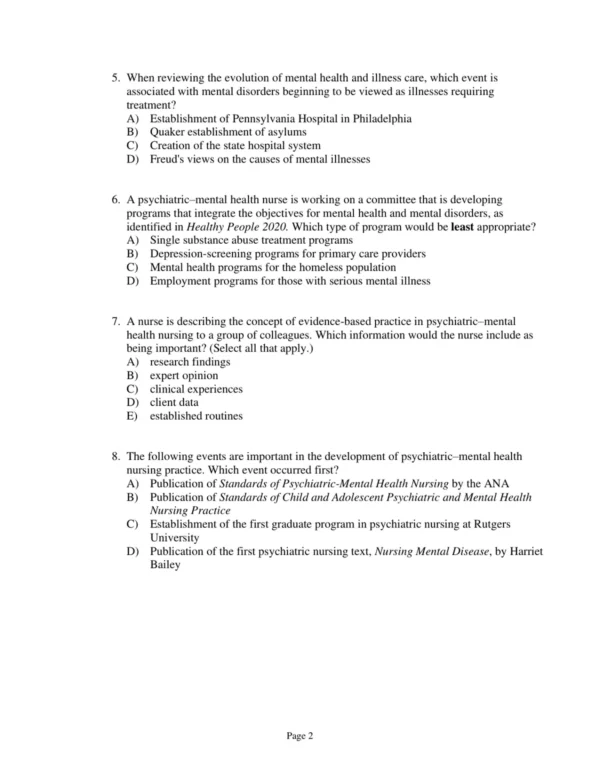 Test Bank For Psychiatric Nursing Contemporary Practice Sixth Edition Boyd 2 Test Bank For Psychiatric Nursing Contemporary Practice 6th Edition Boyd