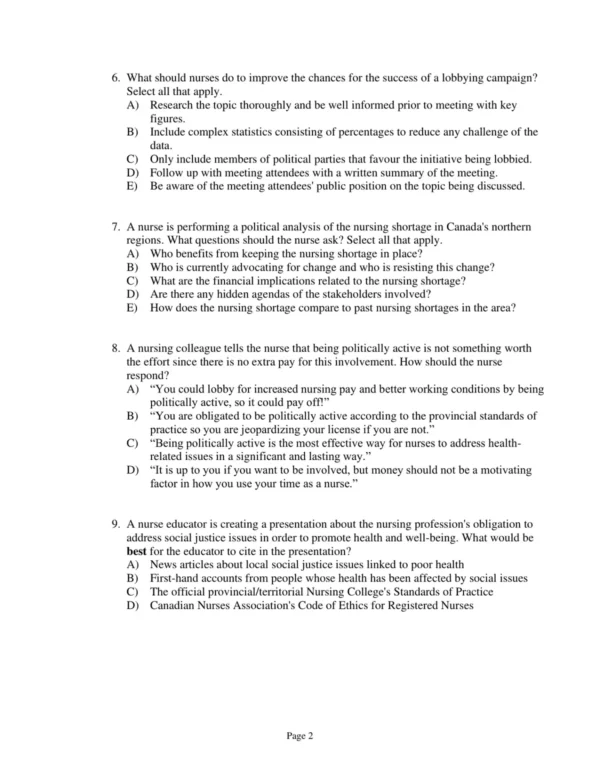 Test Bank For Realities Of Canadian Nursing Professional Practice And Power Issues Fifth Edition Carol Mcdonald Marjorie Mcintyre