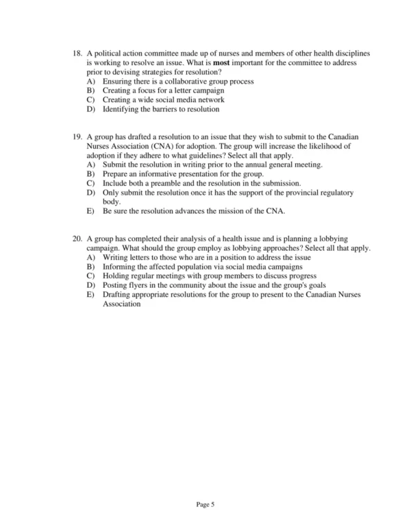 Test Bank For Realities Of Canadian Nursing Professional Practice And Power Issues Fifth Edition Carol Mcdonald Marjorie Mcintyre