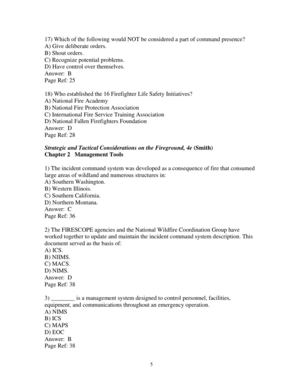 Test Bank For Strategic & Tactical Considerations On The Fireground 4th Edition Jim Smith