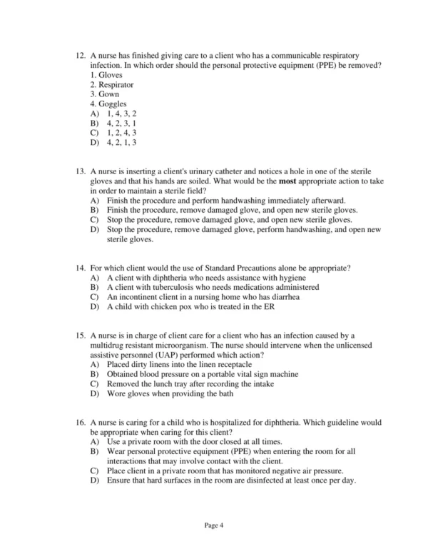 Test Bank For Taylor's Clinical Nursing Skills A Nursing Process Approach 5th Edition Pamela Lynn