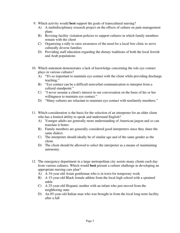 Test Bank For Transcultural Concepts In Nursing Care 7th Edition Margaret M. Andrews