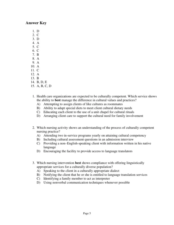 Test Bank For Transcultural Concepts In Nursing Care 7th Edition Margaret M. Andrews