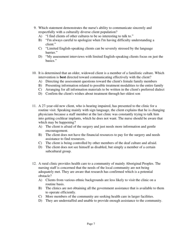 Test Bank For Transcultural Concepts In Nursing Care 7th Edition Margaret M. Andrews